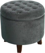 Load image into Gallery viewer, Upholstered Velvet Tufted Round Ottoman with Storage for Elegant Living Spaces