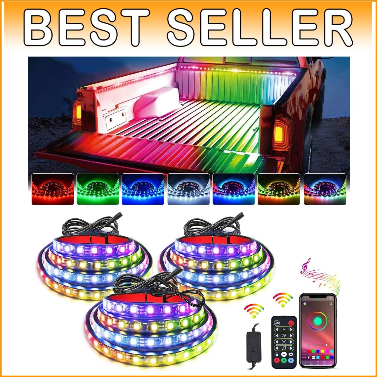 Flexible LED Truck Bed Light Strip - 60inch RGBIC with Music Sync & Mounting Kit