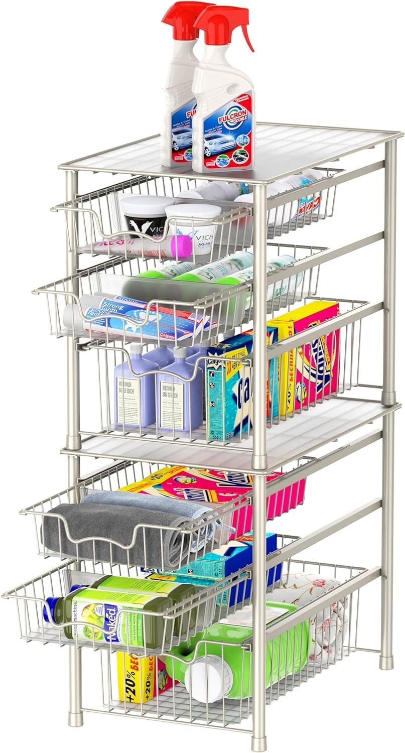 Stylish White 3-Tier Sliding Basket Drawer – Perfect for Maximizing Small Areas