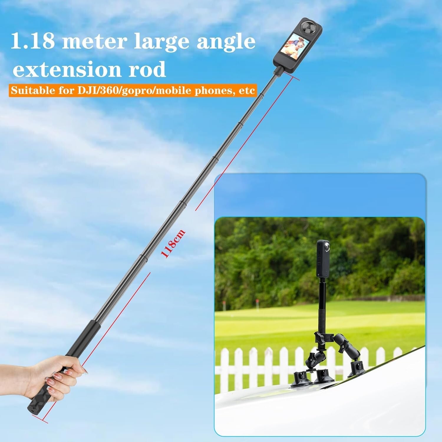 Durable 3-in-1 Car Mount Kit for Insta360 and GoPro - Perfect for Adventures