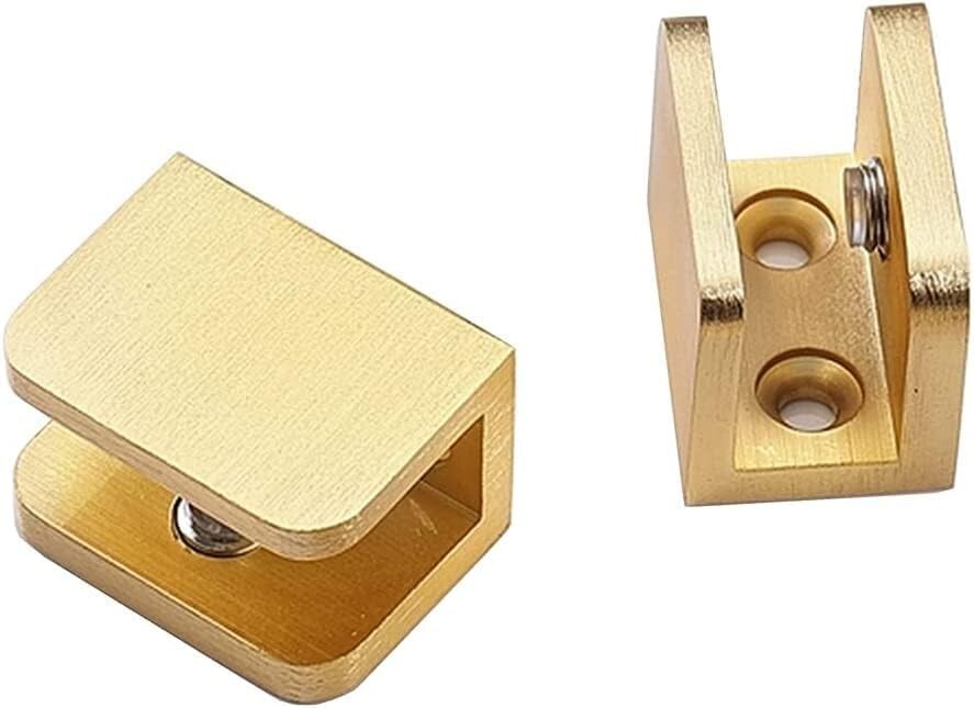 Elegant Pack of 10 Brass Glass Clips for 10-12mm Glass - Effortless Installation