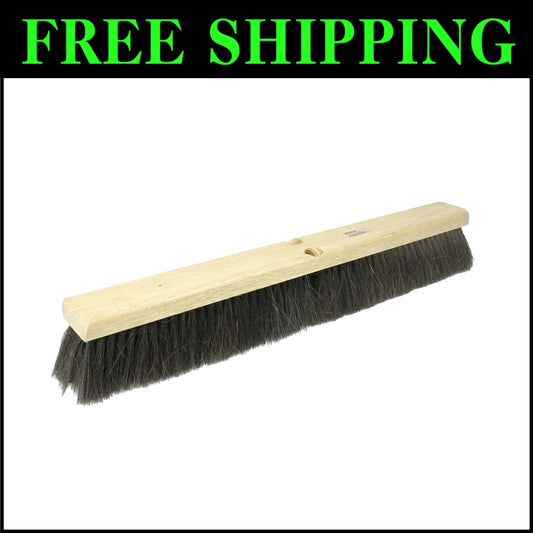 Versatile 18" Floor Cleaning Brush - Black Horsehair Bristles & Hardwood Handle