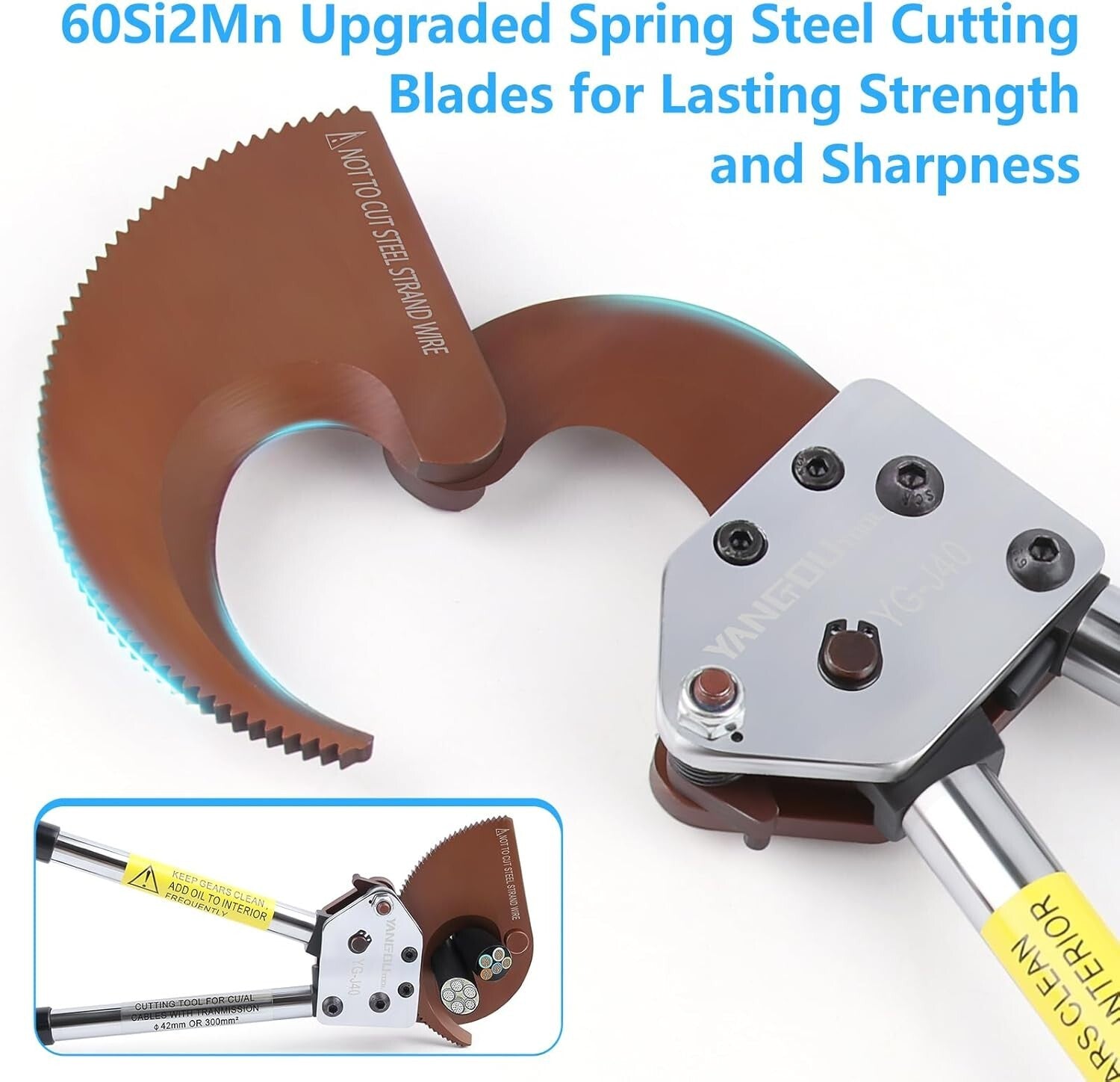 Professional Electrical Wire Cutter with Ratcheting Mechanism - 300 mm² Cutting