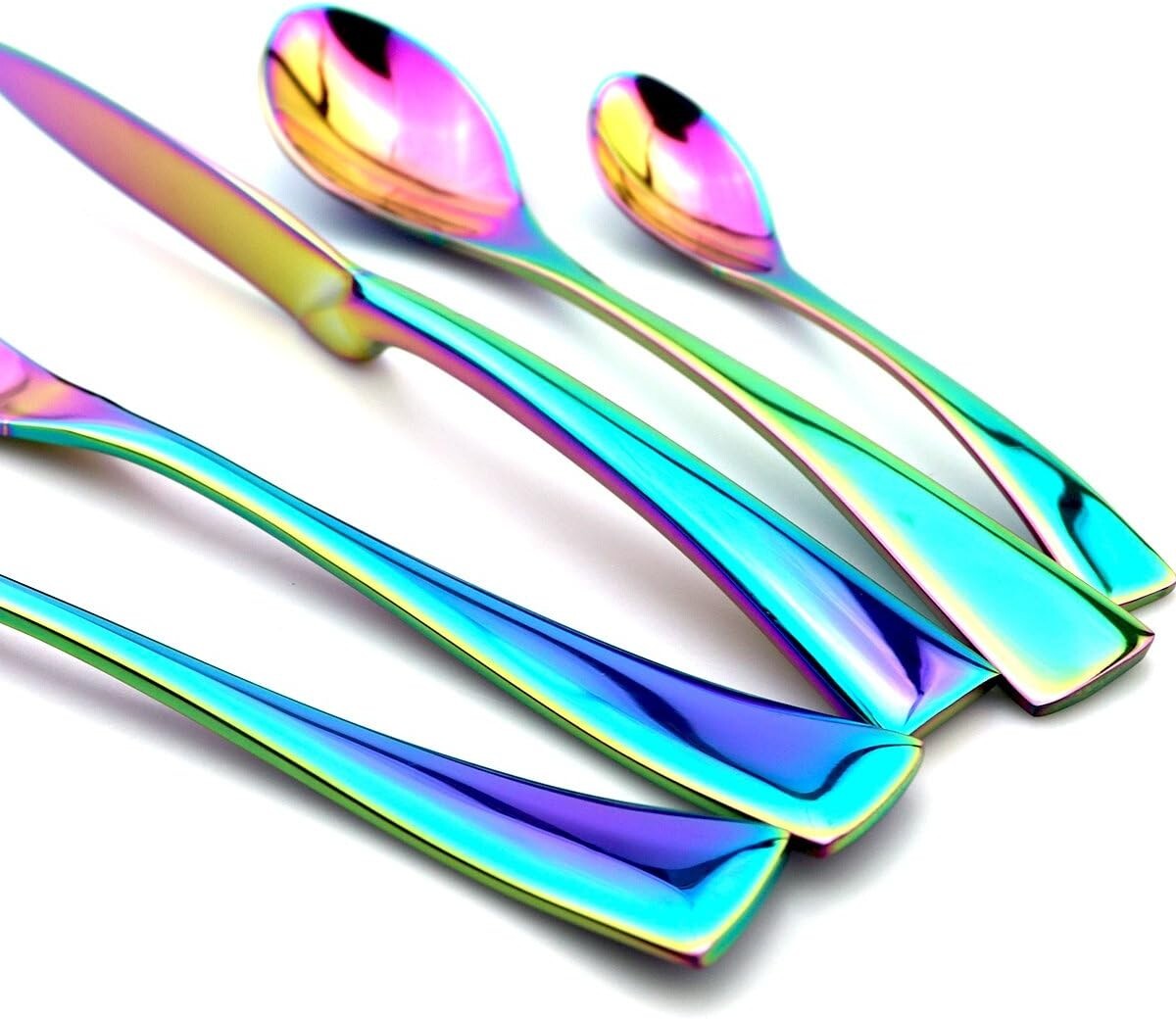 20-Piece Luxury Iridescent Flatware Set - Elegant Stainless Steel Silverware