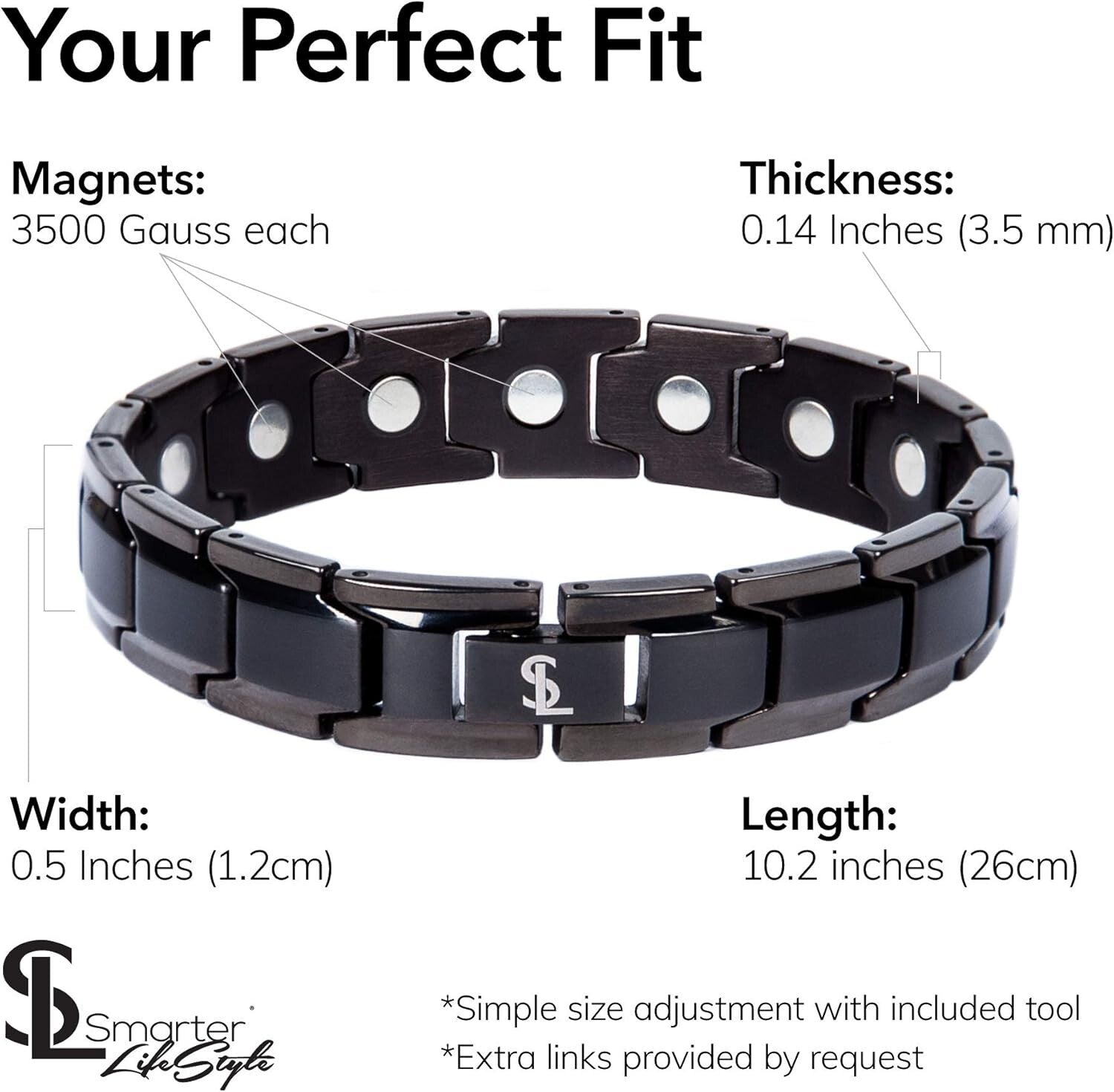 Handcrafted Elegant Black Titanium Magnetic Anklet for Men & Women - Gift Ready