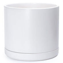 Load image into Gallery viewer, Elegant 14 Inch Ceramic Indoor Planter Pot with Drainage &amp; Saucer - Modern White