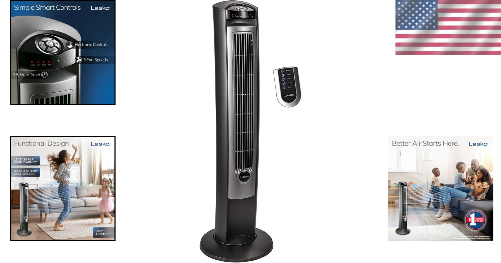 42-Inch Silver Oscillating Tower Fan with Remote - Quiet and Stylish Airflow