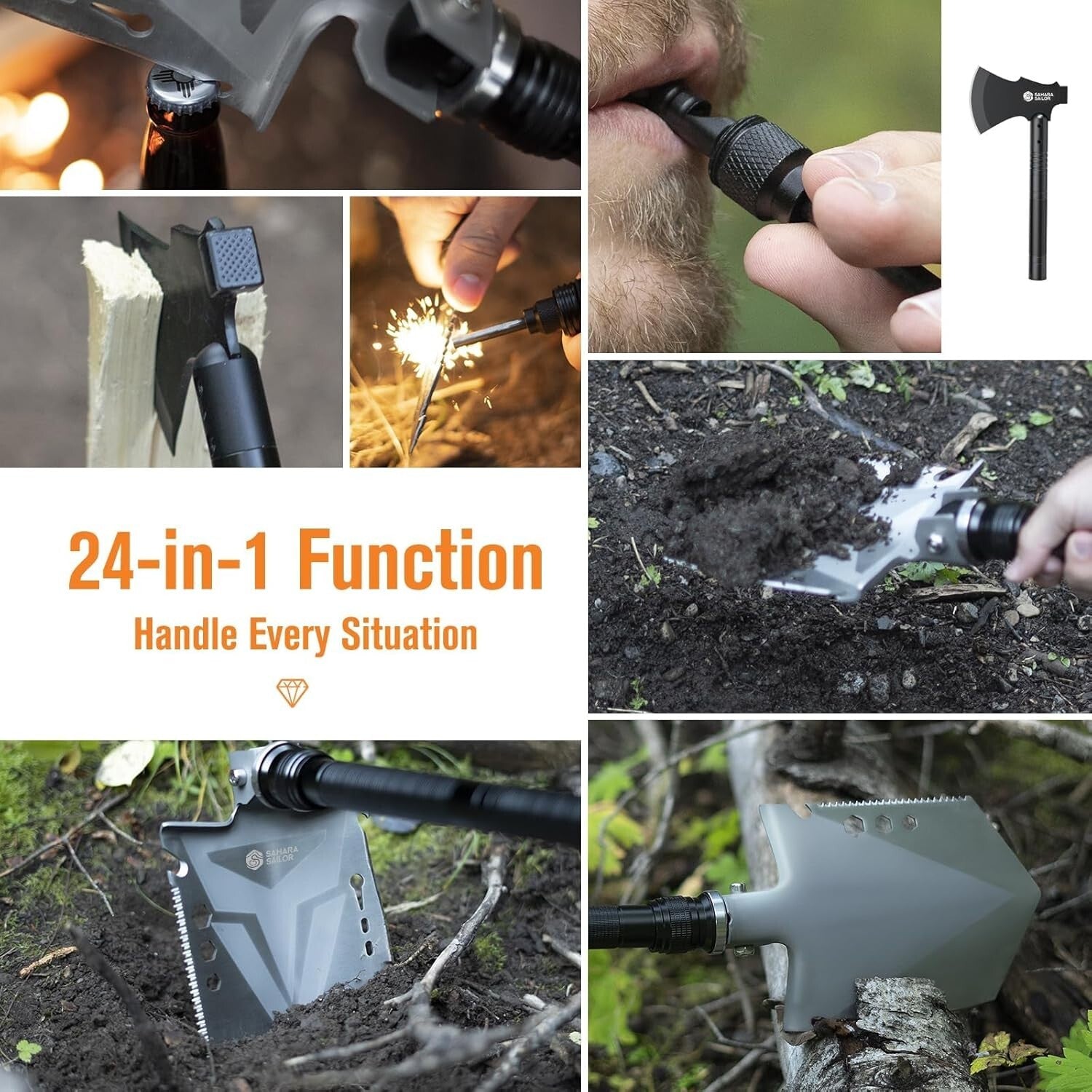 Compact High Carbon Steel Camping Axe with Extendable Handle - Versatile Gear