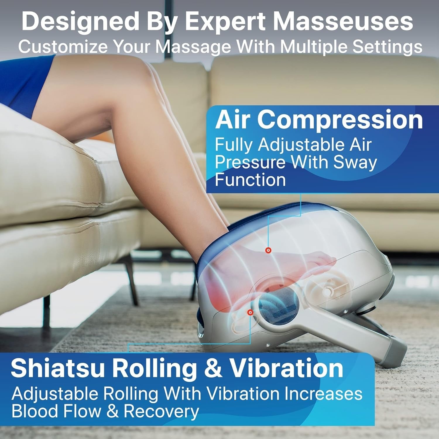 Deep Tissue Shiatsu Foot Massager with Remote Control & Adjustable Heat Therapy