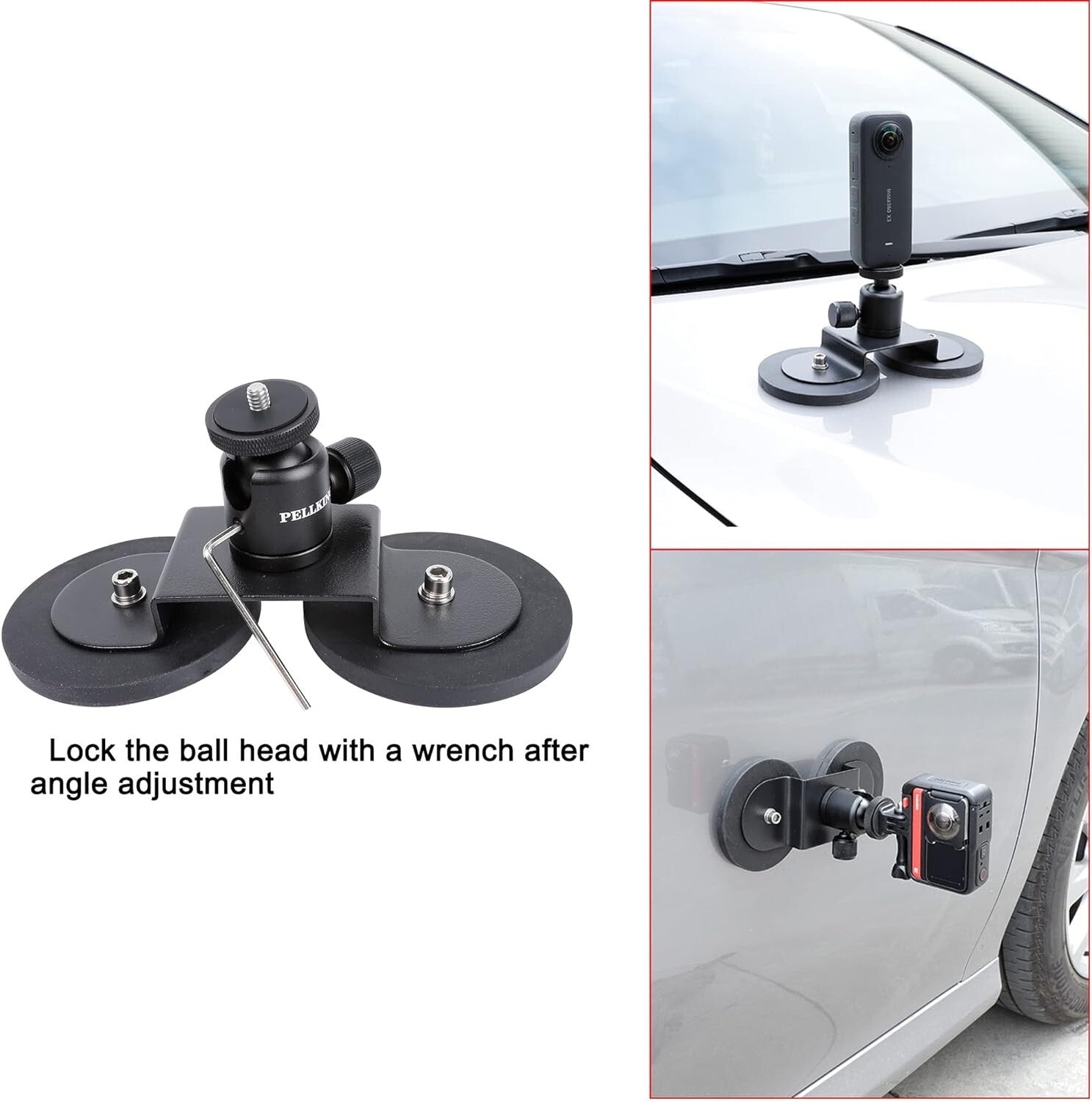 Heavy-Duty Insta360 Car Mount with 114cm Invisible Selfie Stick - 4-in-1 Design