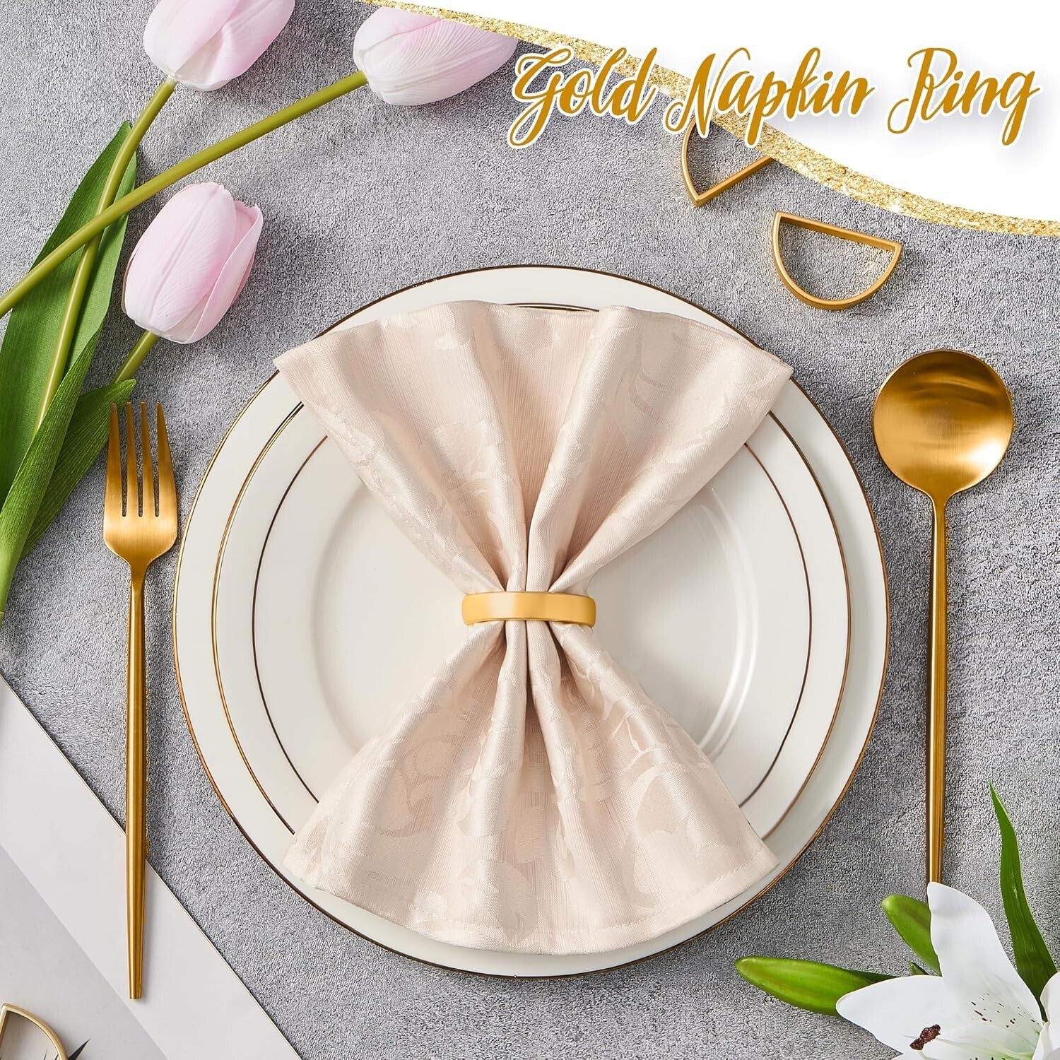 Elegant Gifting - 200 Matte Gold Napkin Rings in Luxe Packaging for Special Days
