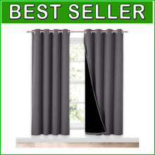 Load image into Gallery viewer, Grey Full Shade Drapes – Pack of 2 Blackout Noise Blocking Panels, 52" x 72"