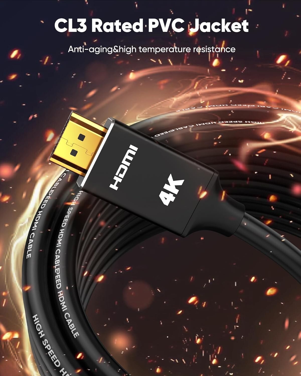 Versatile 150ft HDMI Fiber Optic Cable - Supports 4K@60Hz for Strong Connections