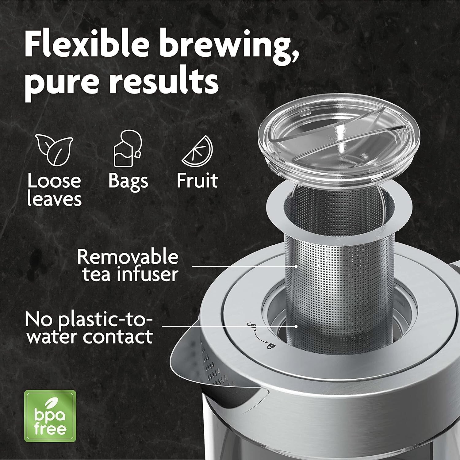 Electric Tea Kettle with Infuser & Temperature Control - 1.5L Stainless Steel