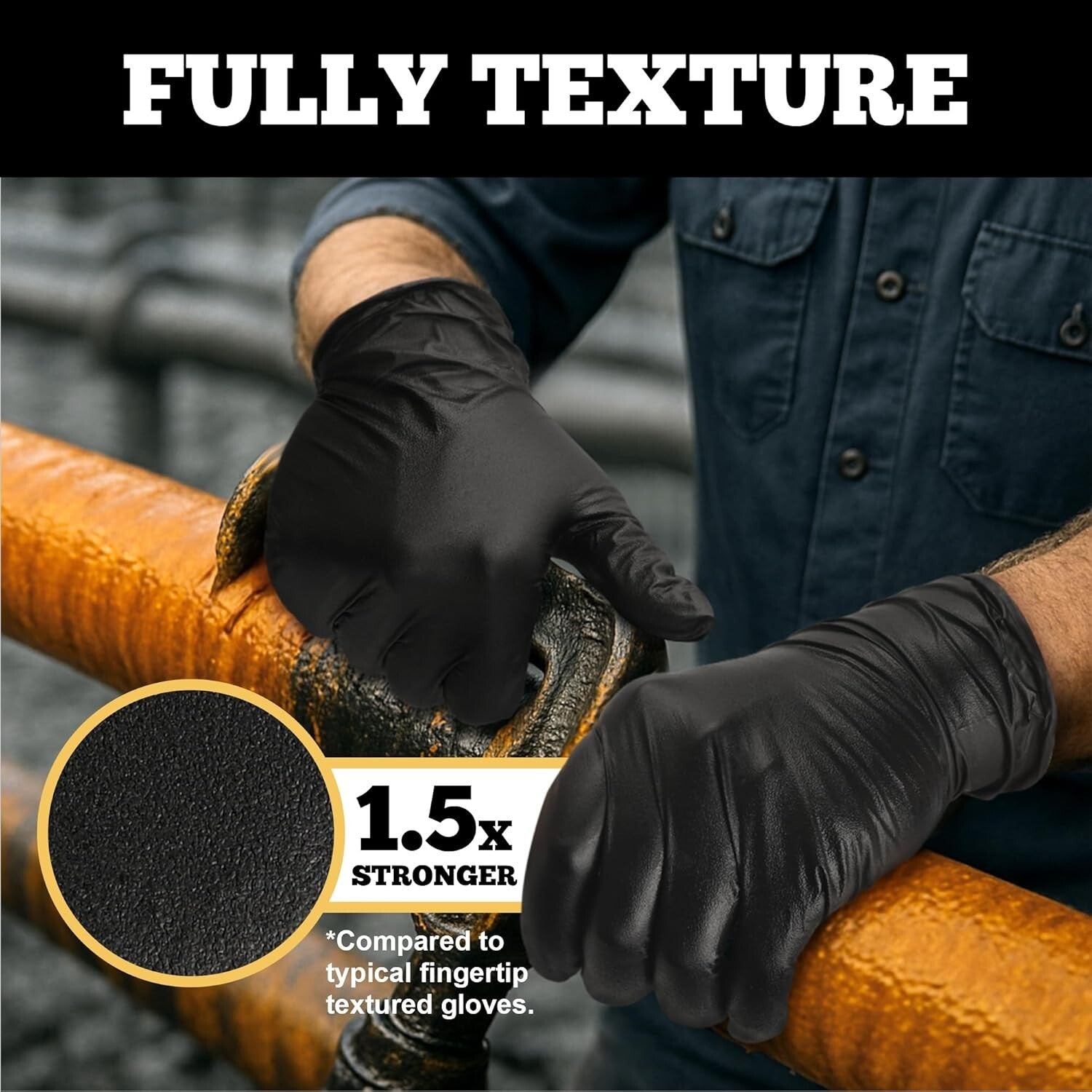 Heavy-Duty Black Disposable Nitrile Gloves, Box of 100, 6-mil for Professionals