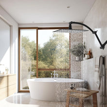 Load image into Gallery viewer, Durable Matte Black 16'' Shower Head Arm - Height Adjustable Brass &amp; Steel Combo