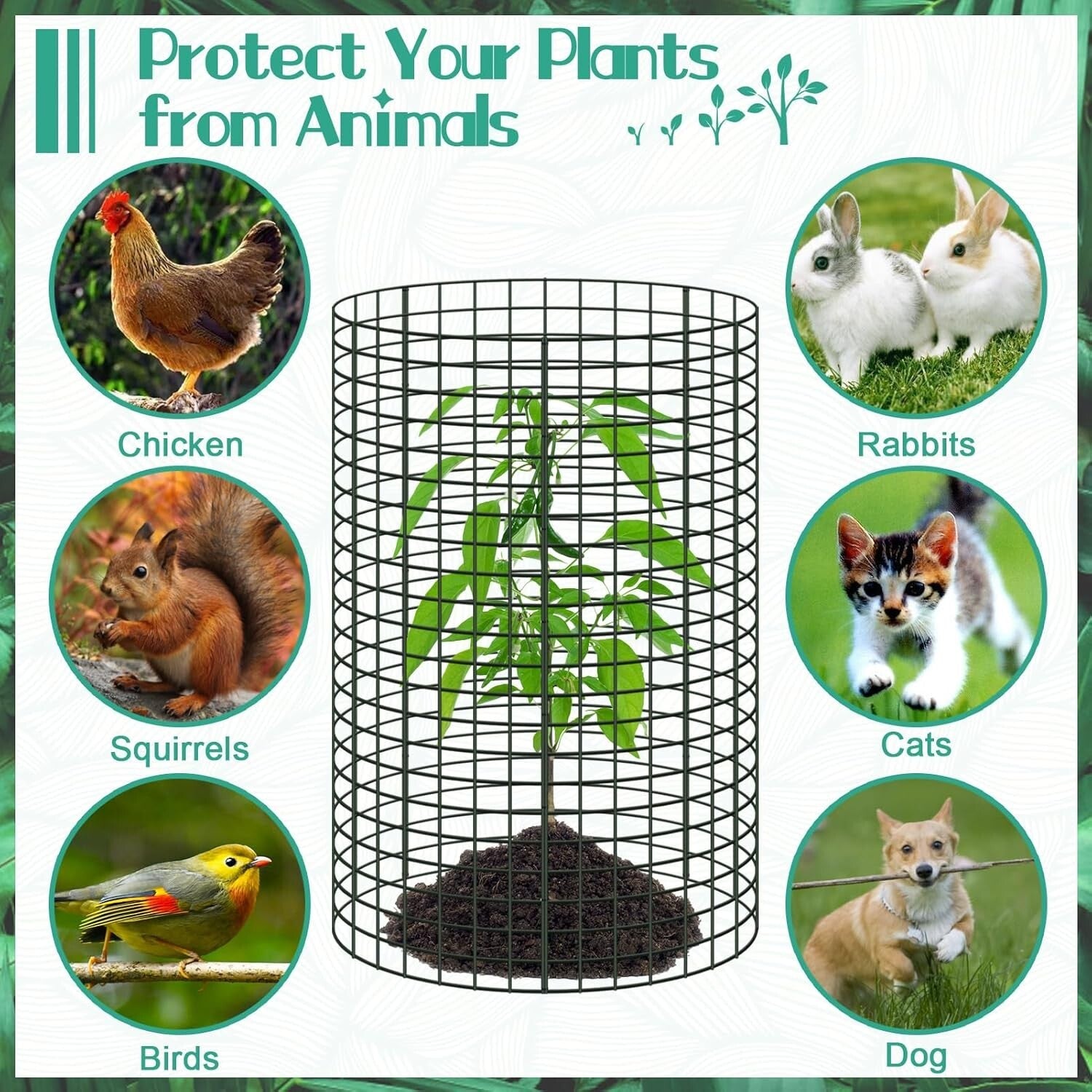 Comprehensive Plant Protection Set - 10 Oversized Wire Cages with Ground Stakes