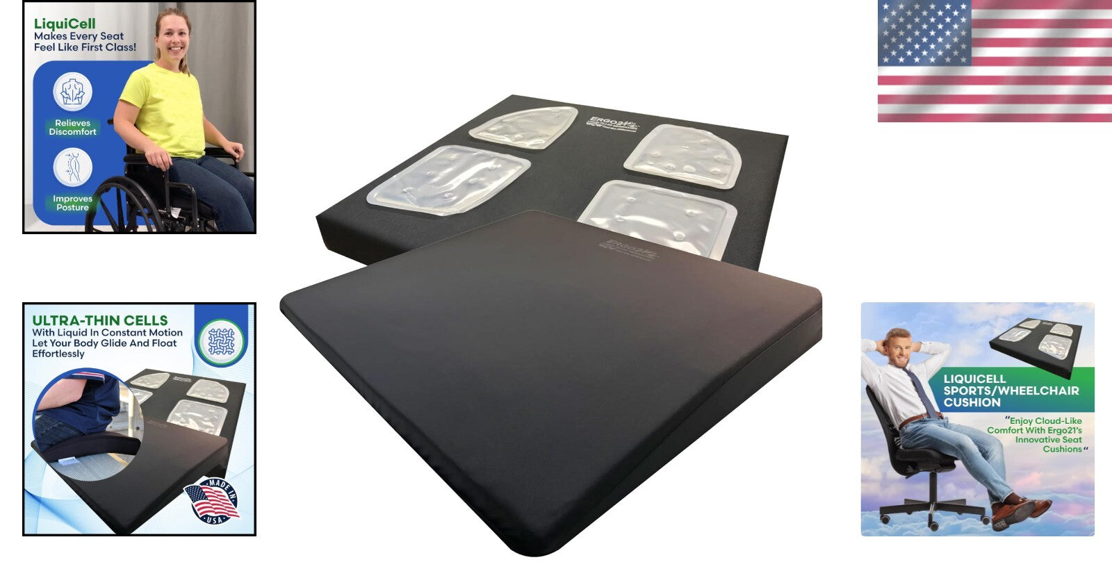 LiQuiCell Sports Cushion - Ergonomic Support for Back Pain and Pressure Relief