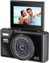 Load image into Gallery viewer, 64MP 4K Digital Camera with 3'' Flip Screen &amp; 16X Zoom - Perfect for Vlogging