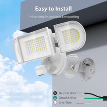 Load image into Gallery viewer, 9000 Lumens Bright Motion Sensor Flood Lights - 3 Adjustable Heads for Security