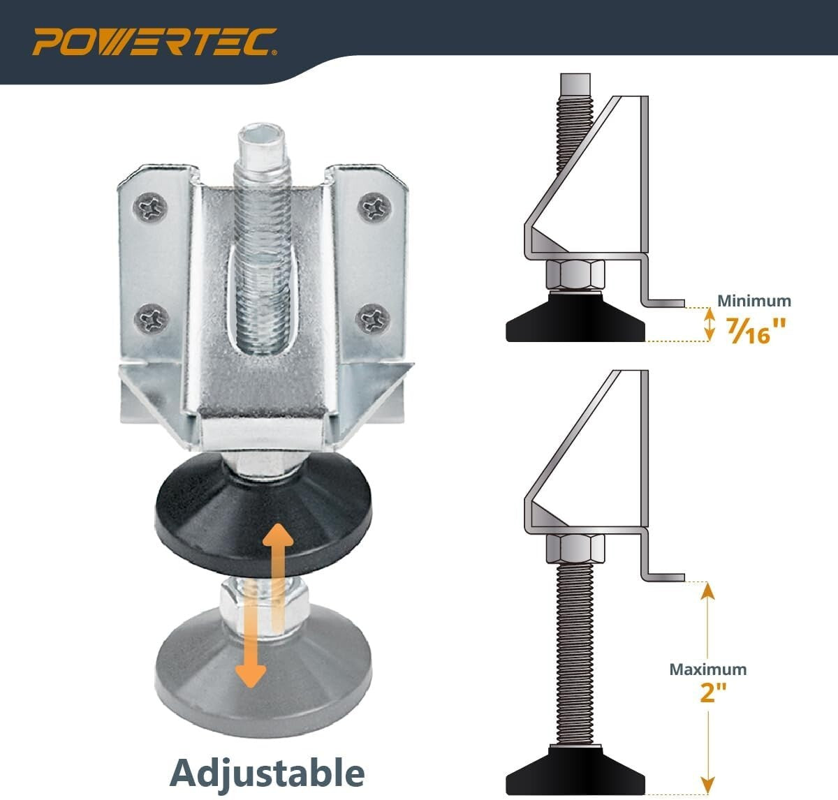 16-Pack Heavy Duty Adjustable Leg Levelers with Non-Marring Pads for Stability