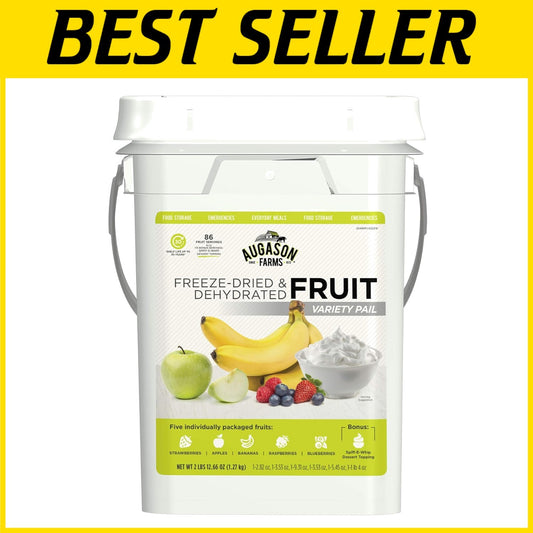 Long-Lasting Emergency Food Supply - 25-Year Fruit Variety Pail with Desserts