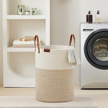 Load image into Gallery viewer, Durable 100L Laundry Hamper with Leather Handle - Portable Woven Storage Basket