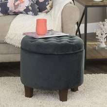 Load image into Gallery viewer, Upholstered Velvet Tufted Round Ottoman with Storage for Elegant Living Spaces