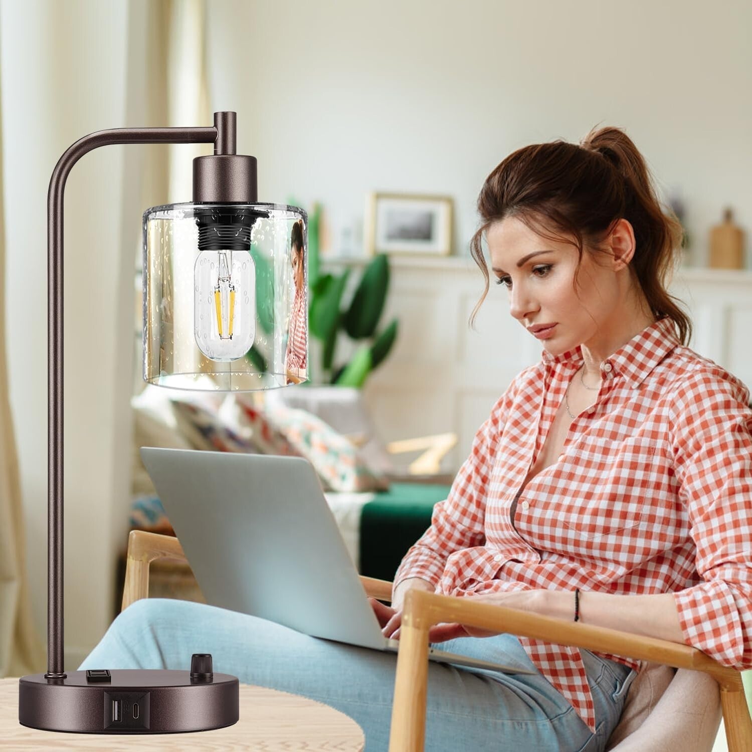 Elegant 2 Light Set: Fully Dimmable Oil Rubbed Bronze Lamps with USB Charging