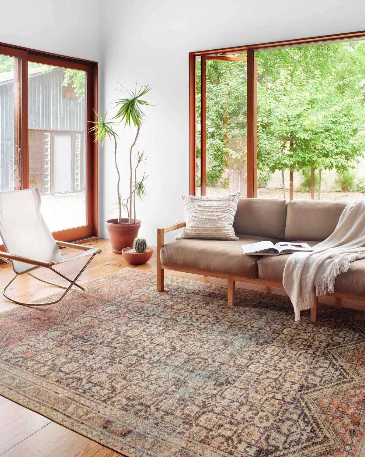 5' x 7'6" Low Profile Charcoal/Multi Area Rug - Stain Resistant for High Traffic