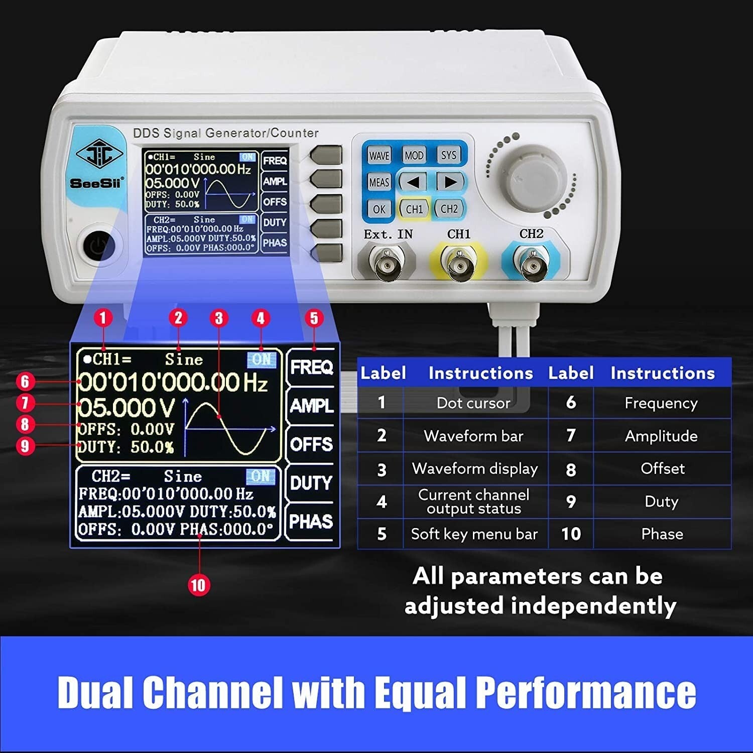 Lightweight 15MHz DDS Signal Generator and Frequency Meter for Electronics Test