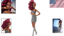 Load image into Gallery viewer, Fashion Doll with Red Curls &amp; Glittery Ensemble - Ideal for Photography Lovers
