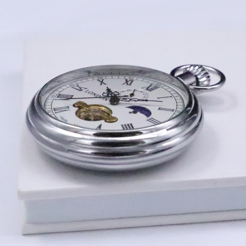 Designer Men's Vintage Pocket Watch - Copper Mechanical Movement with Tourbillon