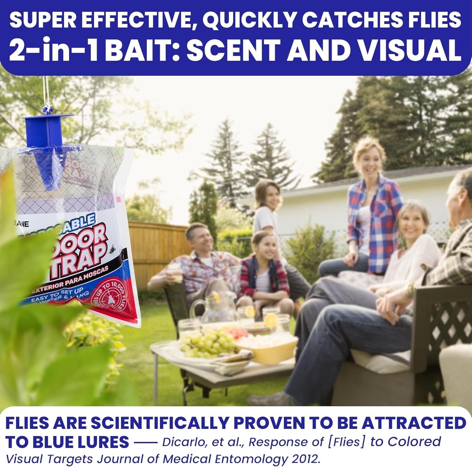 Easy Setup Fly Trap Bags - 12 Non-Toxic Hanging Lures for Outdoor Pest Control