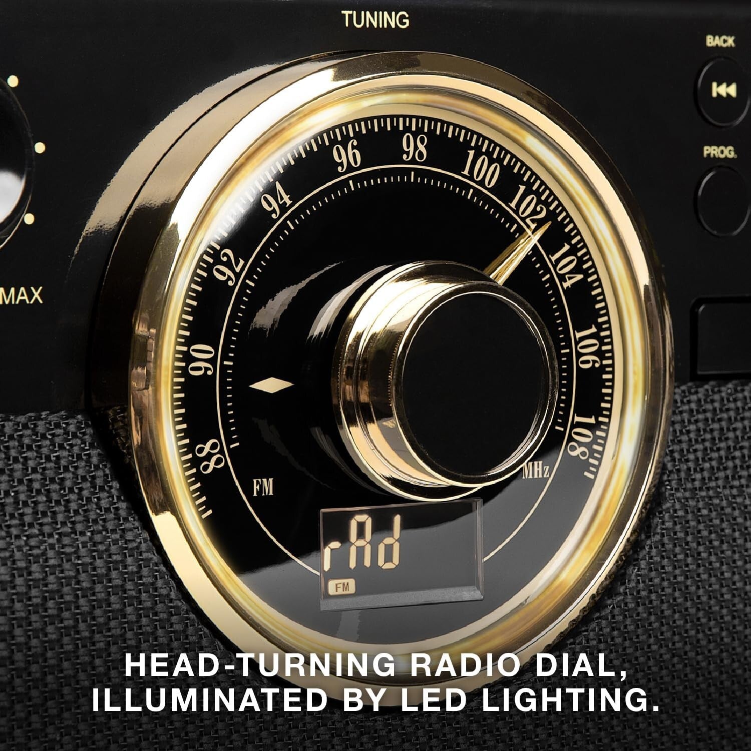 Elegant Espresso 3-Speed Turntable & Multimedia Center with Cassette & CD Player