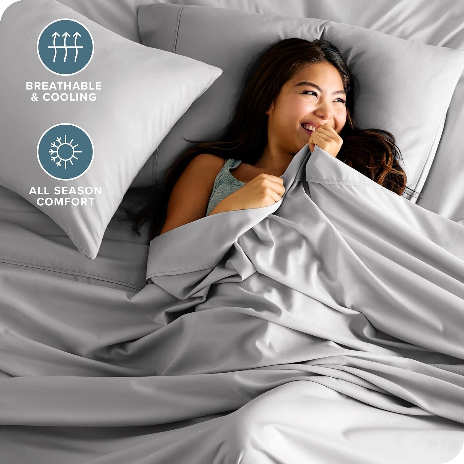 4-Piece Full XL Microfiber Bed Sheets with Deep Pockets - Light Grey Elegance