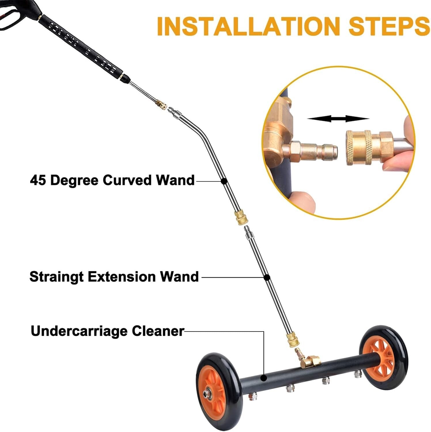 4000 PSI Undercarriage Cleaner & Water Broom - Quick Connect Extension Wands