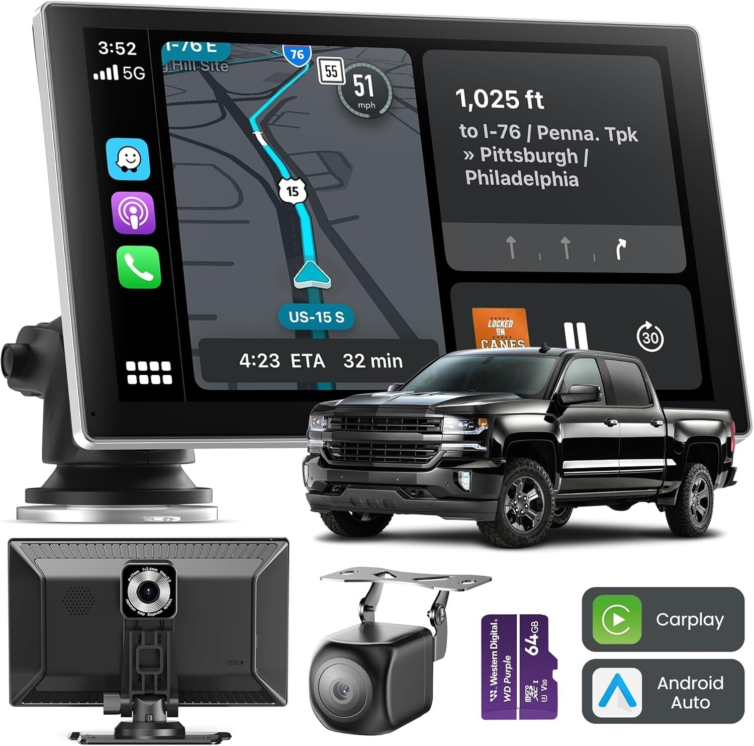 9-Inch Touchscreen Carplay Screen & Dash Cam - Seamless Smartphone Integration