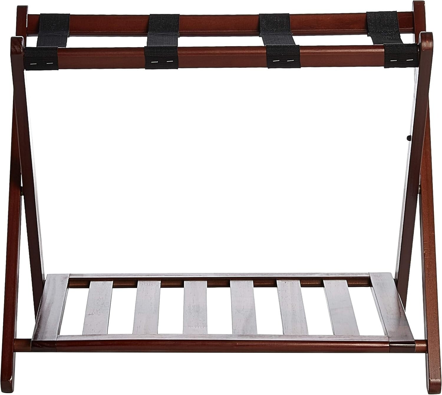 Elegant Walnut Luggage Rack - Sturdy Solid Wood with Convenient Double Levels