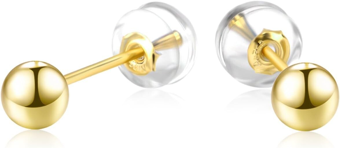 High-Quality 18K Gold Ball Earrings - Timeless Style for Fashionable Women