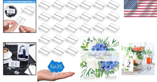 Elegant Acrylic Table Stands - 100 Pack of 1.2 Inch Card Holders for Weddings