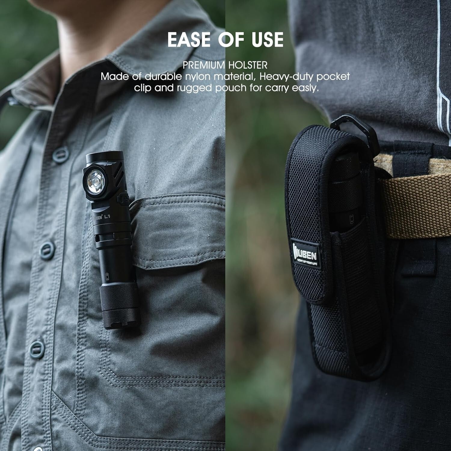 2000 Lumen Rechargeable Tactical Flashlight with Magnetic Base & IP68 Waterproof