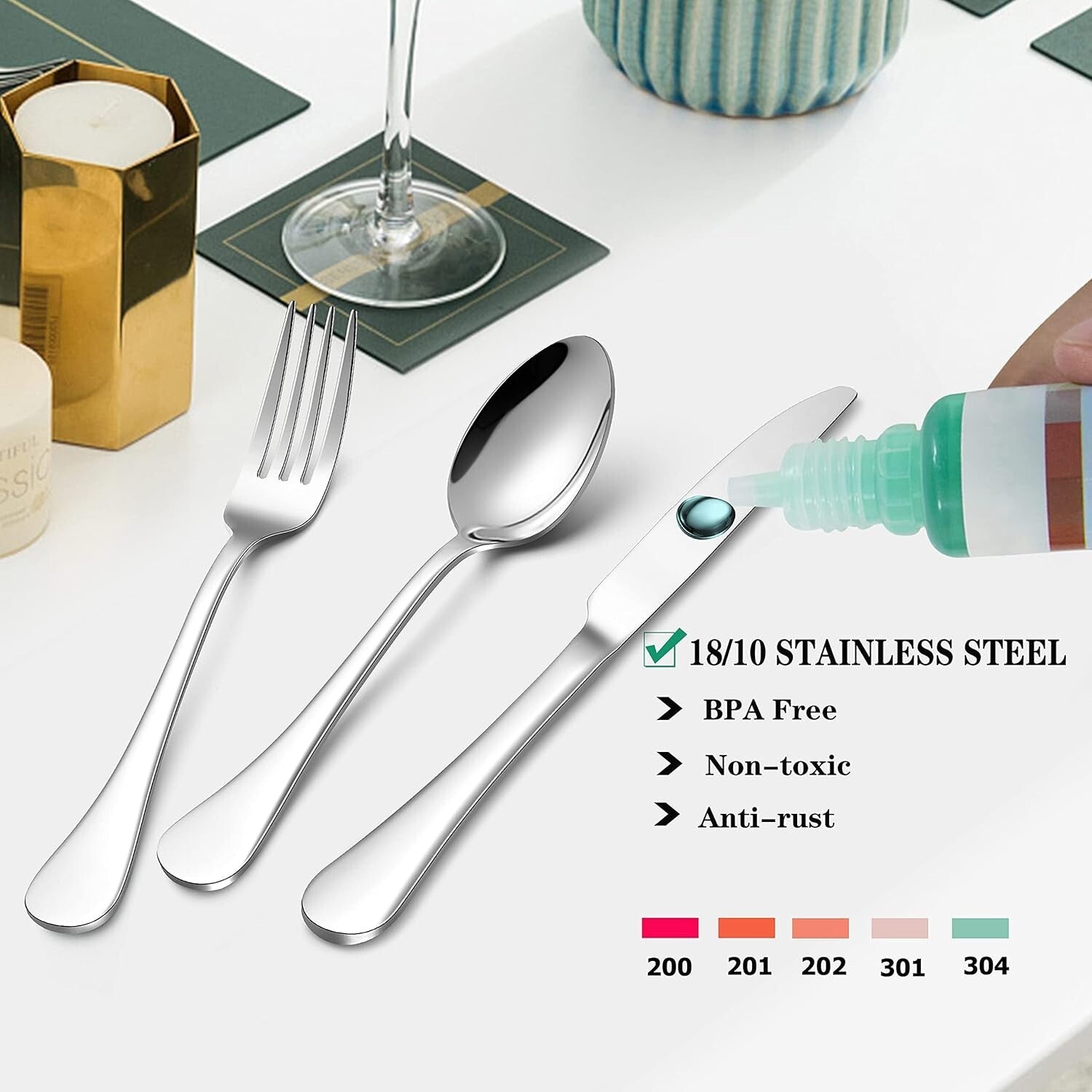 Elegant 20-Piece Stainless Steel Flatware Set for 4 - Mirror Polished & Rust ...