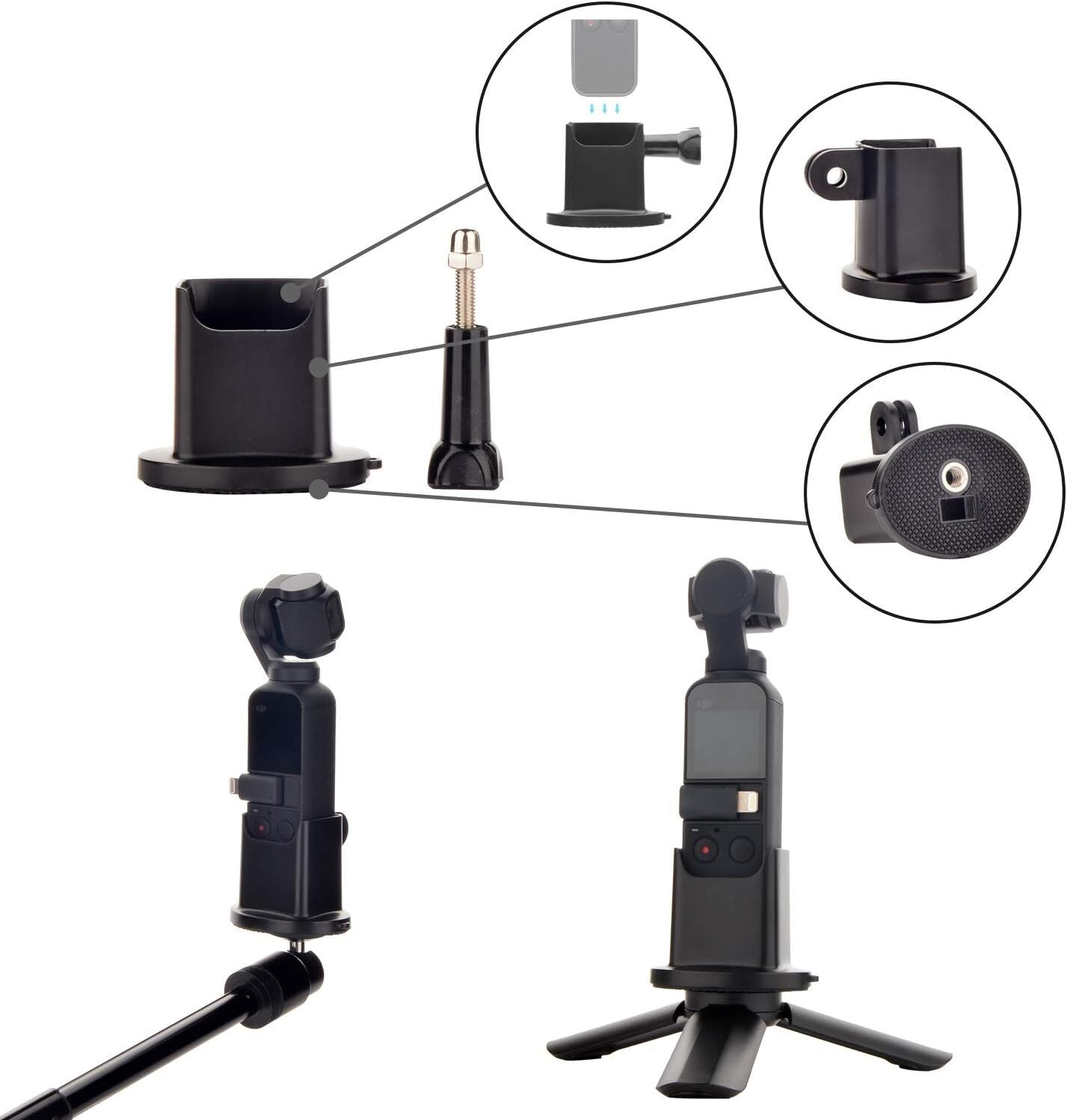 Essential Vlogging Accessories for DJI OSMO Pocket 1 & 2 with Screen Protectors
