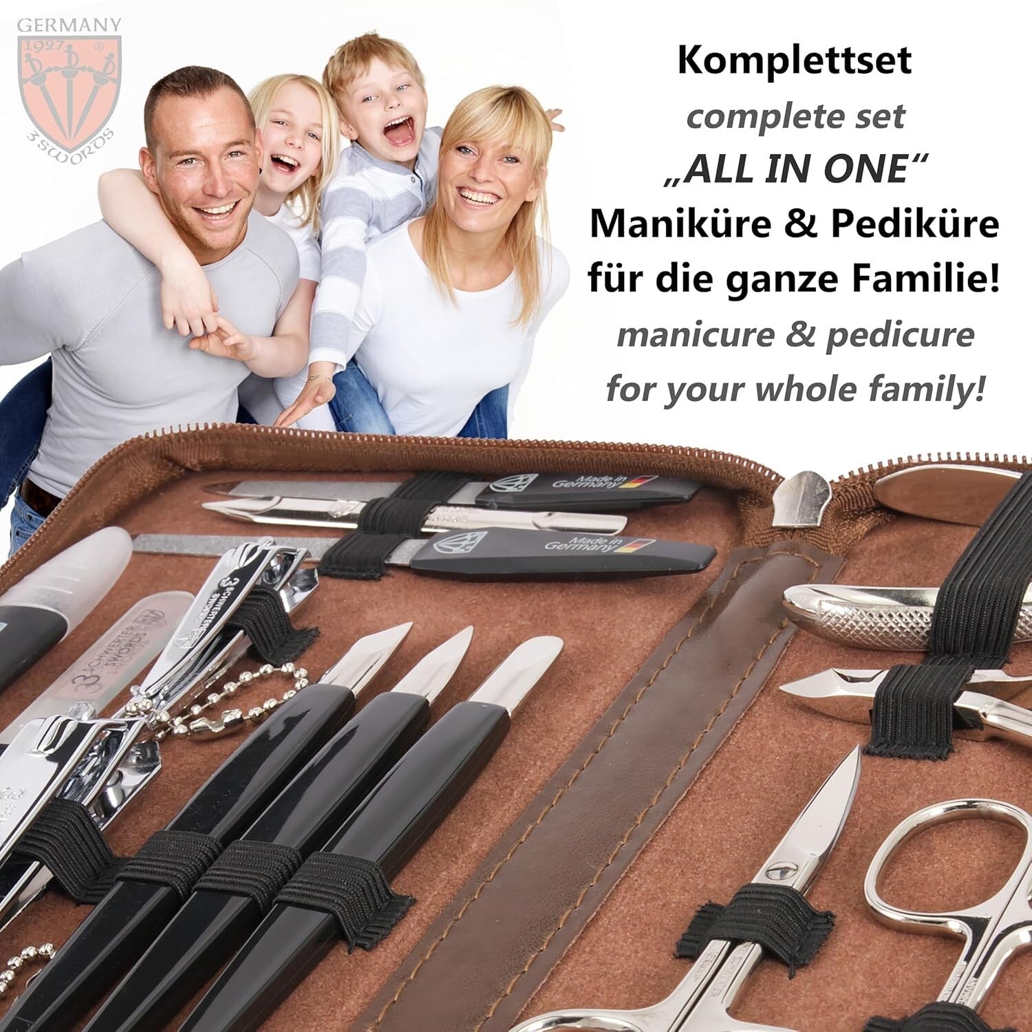 Deluxe 16-Piece Manicure & Pedicure Grooming Kit - Professional Quality Tools