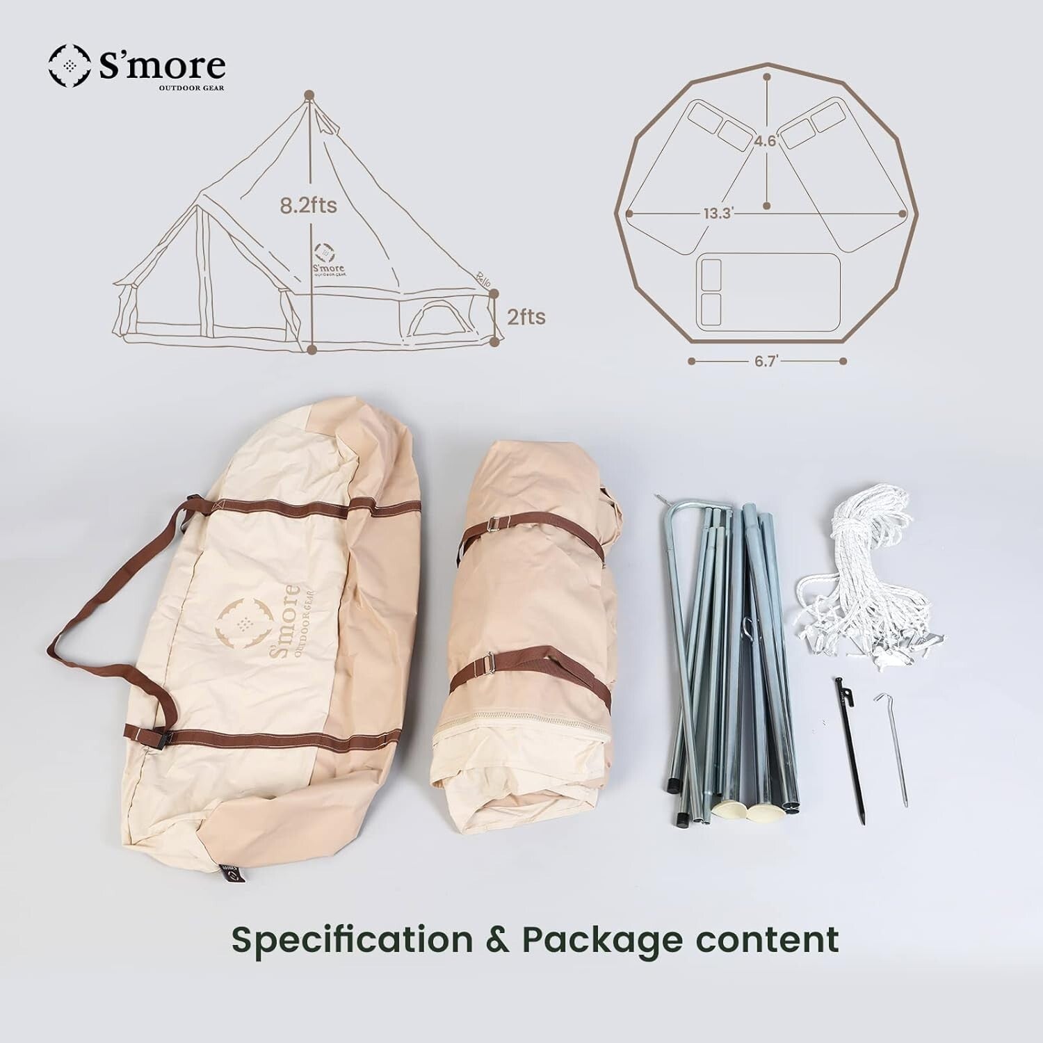 Spacious Waterproof Bell Tent with Stove Jack for Family Camping Adventures