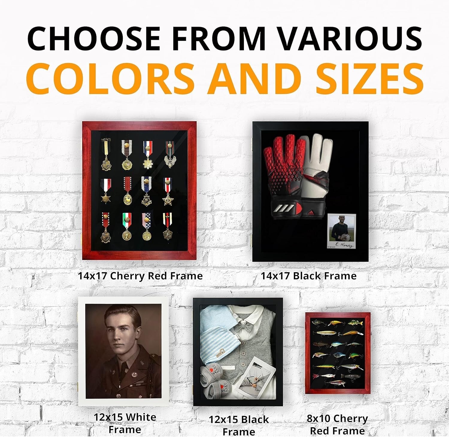 Hinged Military Shadow Box with Clear Glass - Elegant 14” x 17” Display Case