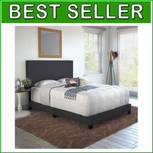 Load image into Gallery viewer, Milan Upholstered Platform Bed Frame - Adjustable Headboard in Black, Full Size