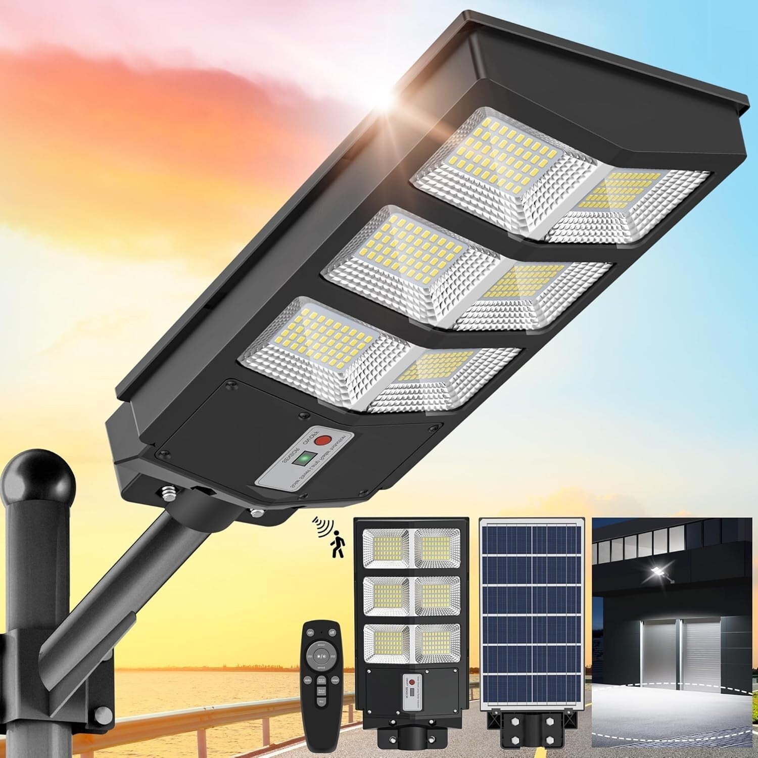 Intelligent Motion Sensor Solar Lights - 270 LED Outdoor Floodlight with Remote