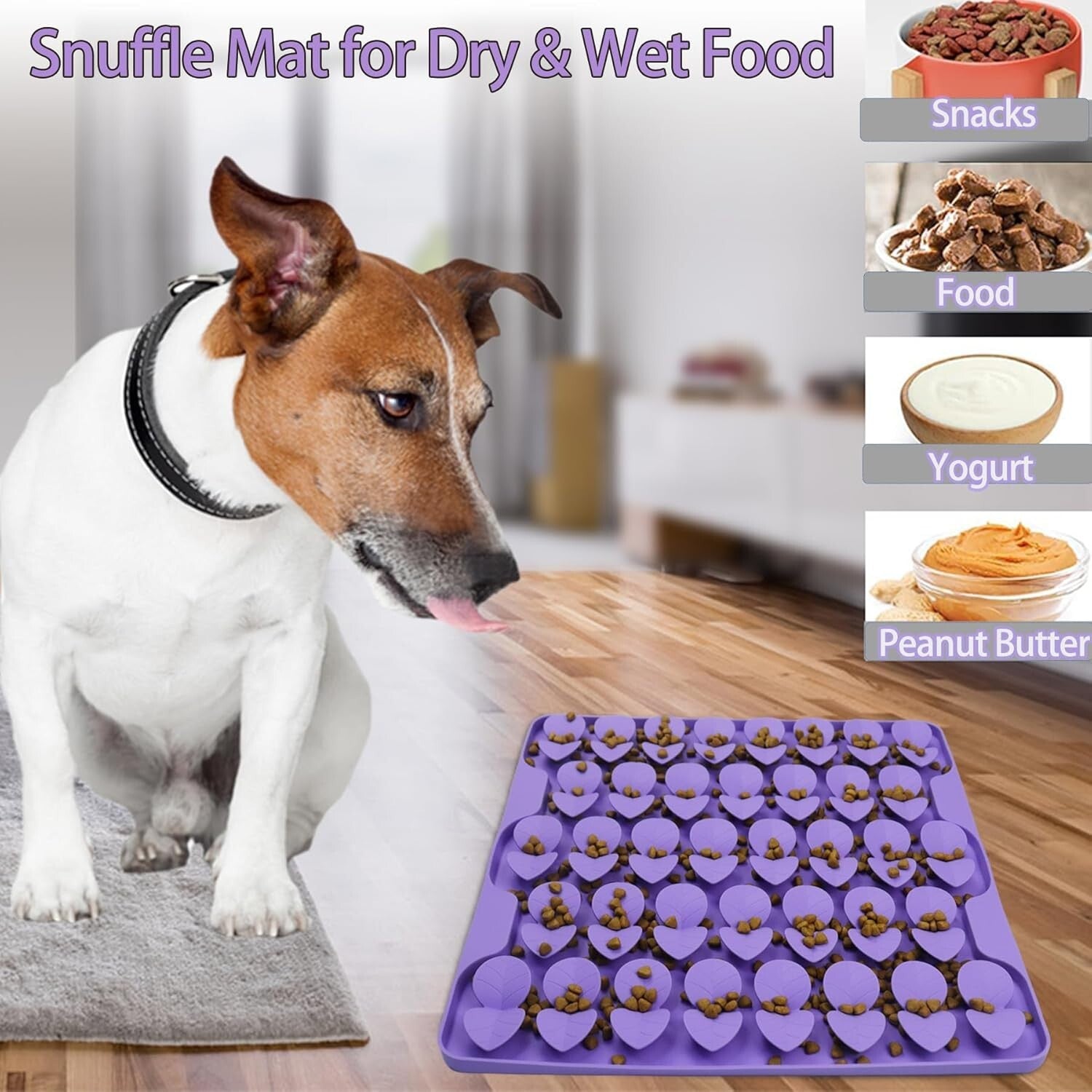 Interactive Snuffle Mat for Large Dogs - Silicone Slow Feeder, 16.3”X16.3”